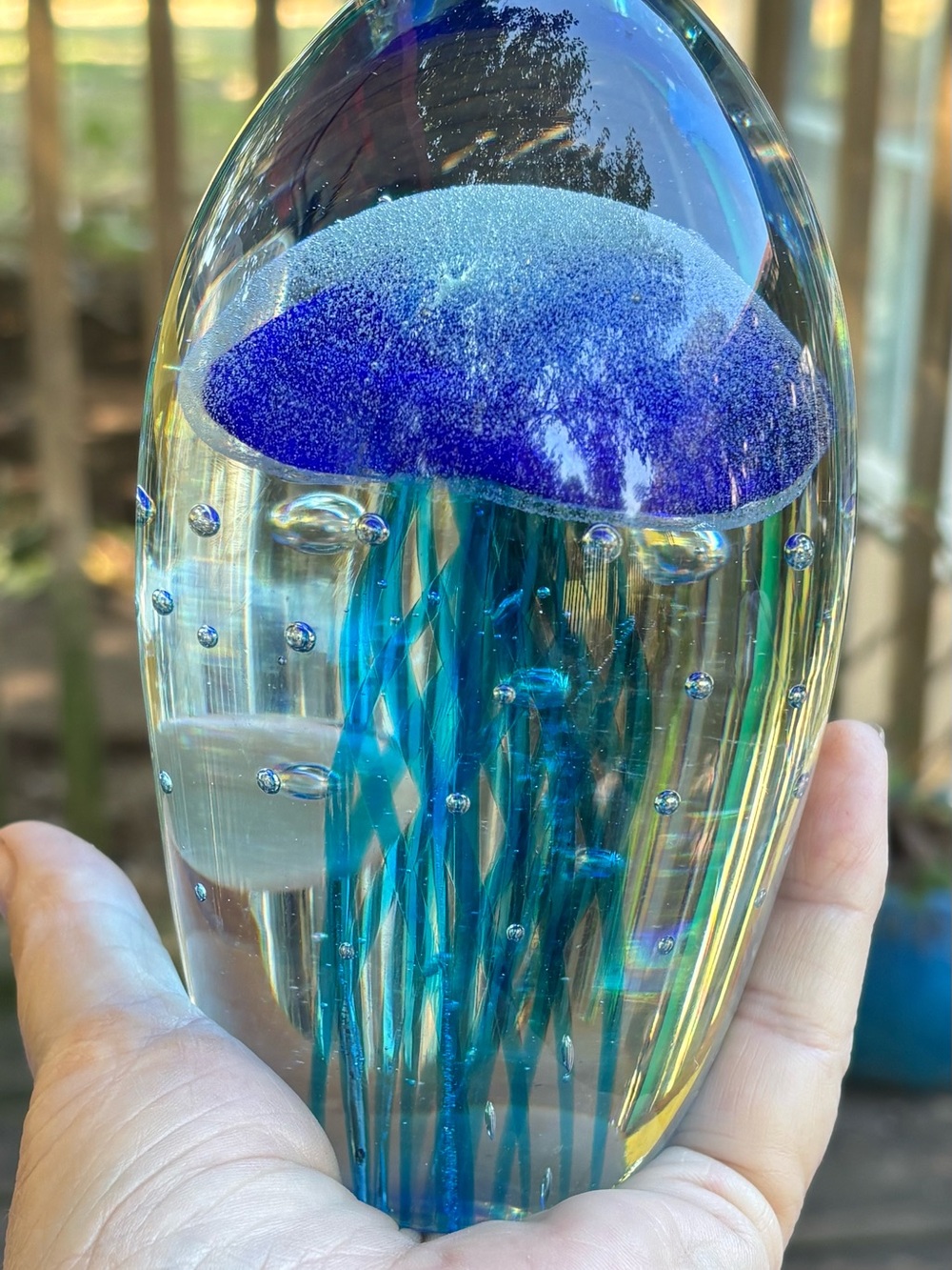 Art glass 7" tall jelly fish